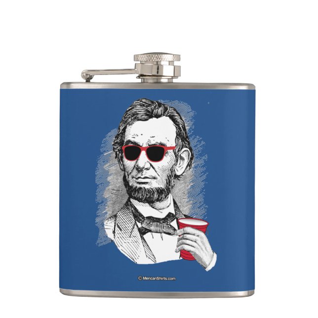 Abraham Lincoln Party Animal Hip Flask (Front)