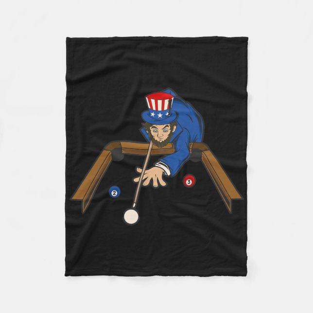 Abraham Lincoln Playing Billiards Funny 4th Of Jul Fleece Blanket (Front)