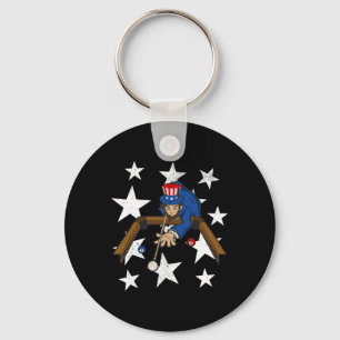 Abraham Lincoln Playing Billiards Funny 4th Of Jul Key Ring