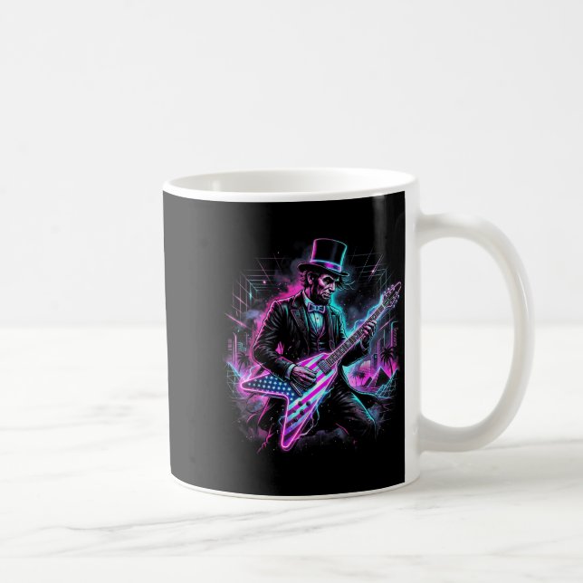 Abraham Lincoln Playing Electric Guitar Abe Funny Coffee Mug (Right)