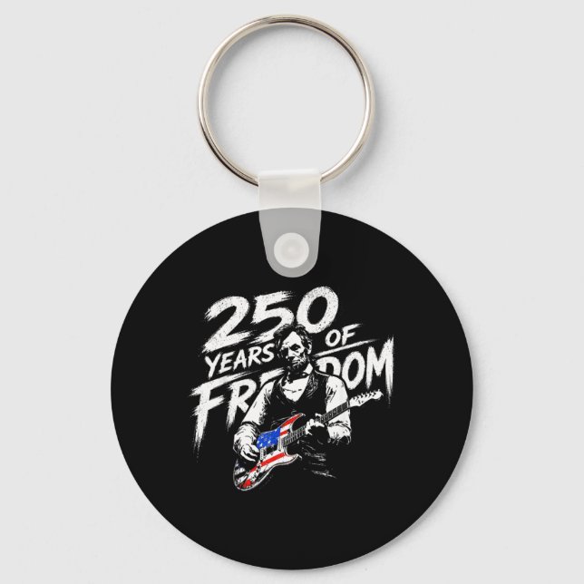 Abraham Lincoln Playing Guitar 4th July 250th Key Ring (Front)