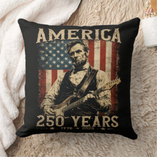 Abraham Lincoln Playing Guitar 4th July Cushion