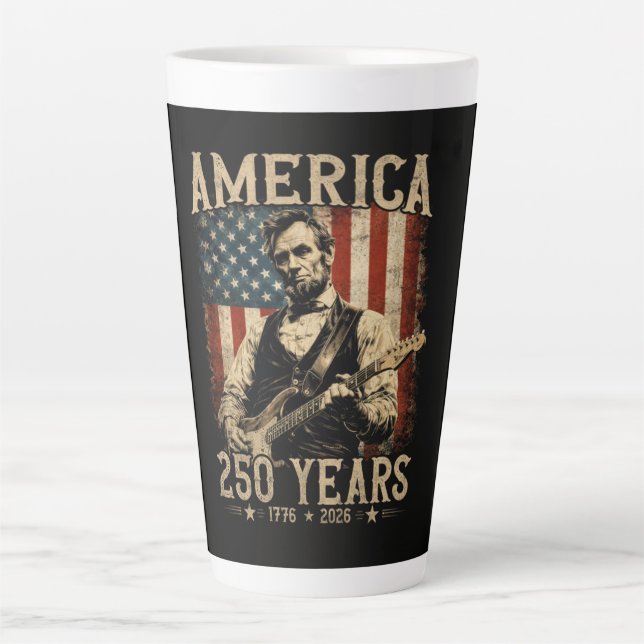 Abraham Lincoln Playing Guitar 4th July Latte Mug (Front)