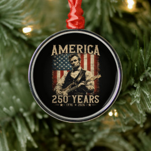 Abraham Lincoln Playing Guitar 4th July Metal Tree Decoration