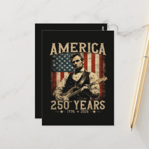 Abraham Lincoln Playing Guitar 4th July Postcard