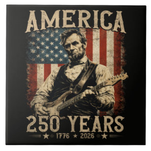 Abraham Lincoln Playing Guitar 4th July Tile