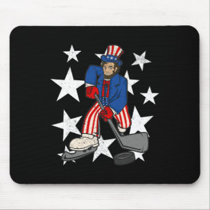 Abraham Lincoln Playing Hockey Fun 4th of July Hoc Mouse Mat