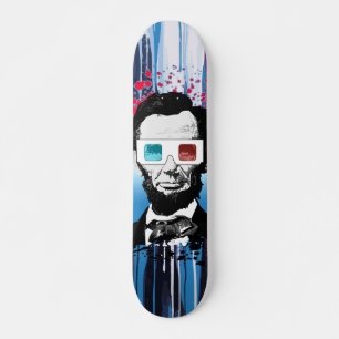 Abraham Lincoln Pop Art Blue Paint Drip Street Skateboard