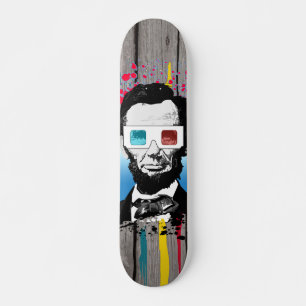 Abraham Lincoln Pop Art Color Drip Wood Street Skateboard