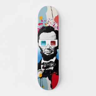 Abraham Lincoln Pop Art Color Splatter Street Skateboard
