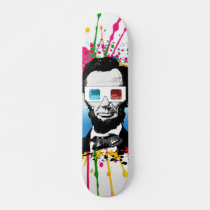 Abraham Lincoln Pop Art Multicolor Splatter Street Skateboard