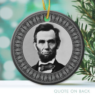 Abraham Lincoln Portrait and Quote - Double-sided Ceramic Tree Decoration