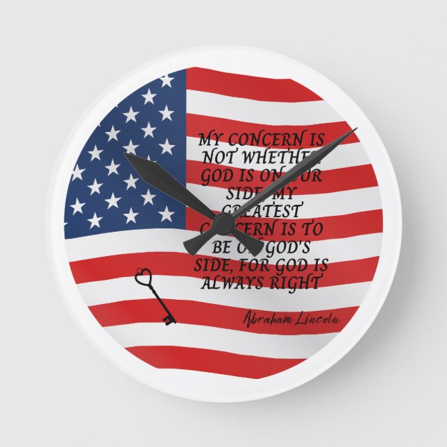 Abraham Lincoln Quote Flag Round Clock (Front)
