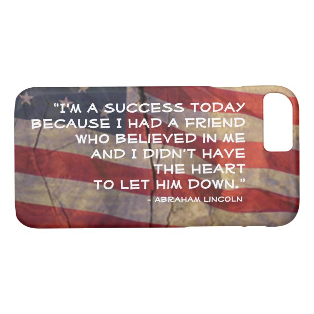 Abraham Lincoln Quote Over Flag Background Case-Mate iPhone Case (Back (Horizontal))