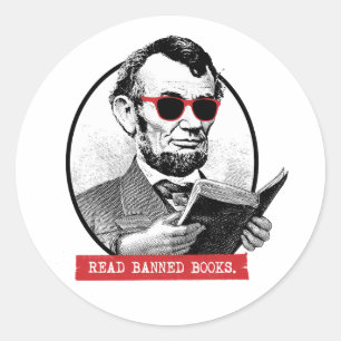 Abraham Lincoln Reads Banned Books Classic Round Sticker