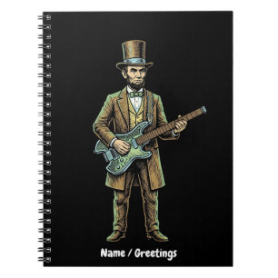 Abraham Lincoln Rocking Headless Guitar Woodblock  Notebook