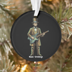 Abraham Lincoln Rocking Headless Guitar Woodblock Ornament