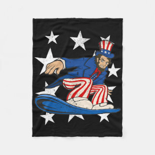 Abraham Lincoln Snowboarding Funny 4th Of July Sno Fleece Blanket