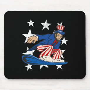 Abraham Lincoln Snowboarding Funny 4th Of July Sno Mouse Mat