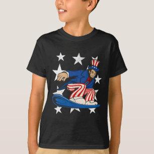 Abraham Lincoln Snowboarding Funny 4th Of July Sno T-Shirt