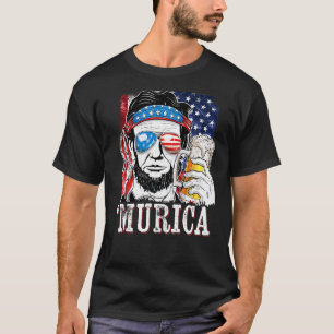 Abraham Lincoln Usa American Flag Murica 4th Of Ju T-Shirt