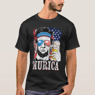 Abraham Lincoln Usa American Flag Murica 4th Of Ju T-Shirt