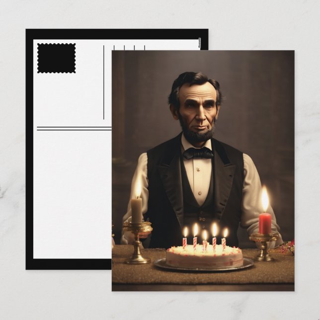 abraham lincolns birthday holiday postcard (Front/Back)