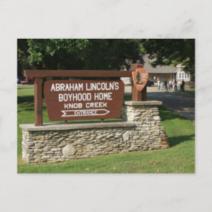 Abraham Lincoln's Boyhood Home Sign, Knob Hill, KY Postcard