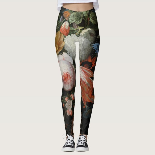 Abraham Mignon - A Hanging Bouquet Of Flowers Leggings (Front)