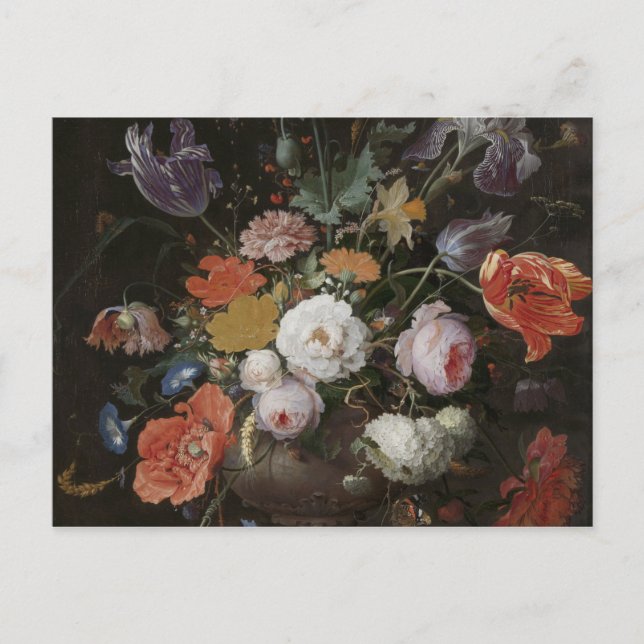 Abraham Mignon - Still Life With Flowers And A Wat Postcard (Front)