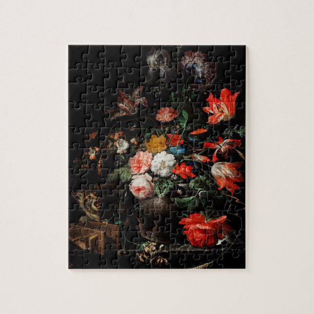 Abraham Mignon The Overturned Bouquet. Floral Jigsaw Puzzle (Vertical)