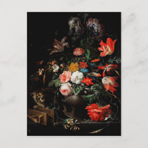 Abraham Mignon The Overturned Bouquet. Floral Postcard