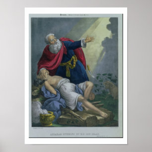 Abraham Offering Up his Son Isaac, from a Bible pr Poster