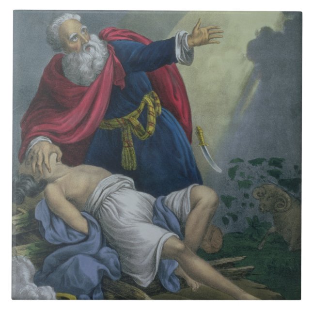 Abraham Offering Up his Son Isaac, from a Bible pr Tile (Front)