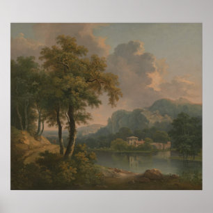 Abraham Pether - Wooded Hilly Landscape Poster