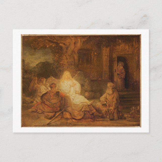 Abraham Receives the Three Angels, 1646 (oil on pa Postcard (Front)