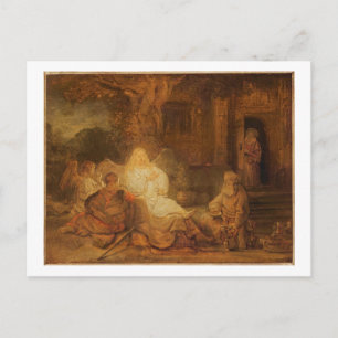 Abraham Receives the Three Angels, 1646 (oil on pa Postcard