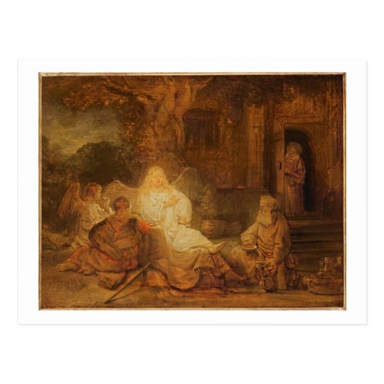 Abraham Receives the Three Angels, 1646 (oil on pa Postcard