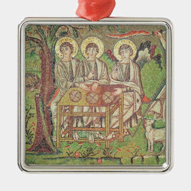 Abraham with the angels (mosaic) metal tree decoration (Front)