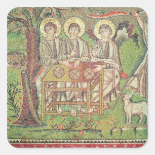 Abraham with the angels (mosaic) square sticker