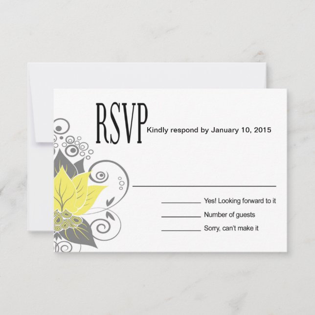 Abraxas Abstract Floral RSVP | yellow charcoal (Front)