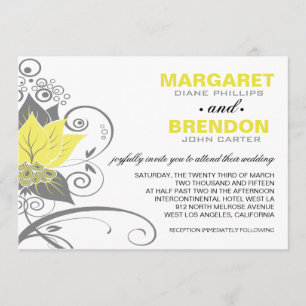 Abraxas Abstract Floral   yellow charcoal Invitation