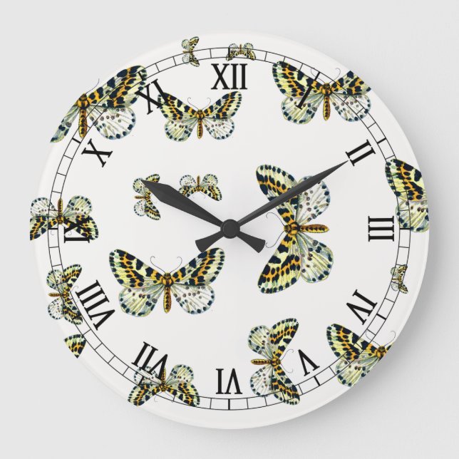 Abraxas grossulariata, The Magpie Moth Colour Imag Large Clock (Front)
