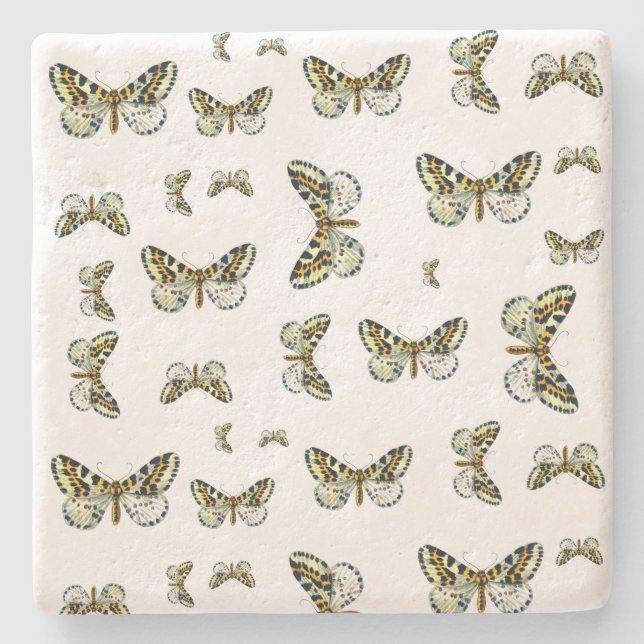 Abraxas grossulariata, The Magpie Moth Colour Imag Stone Coaster (Front)
