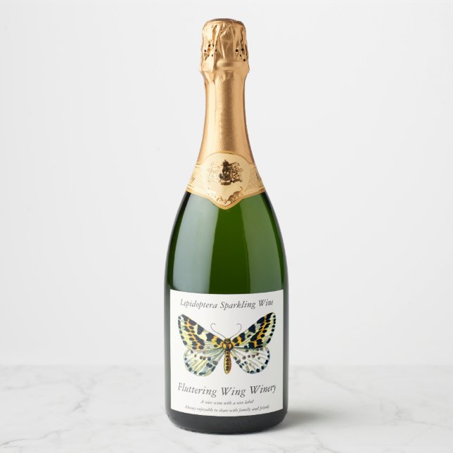 Abraxas grossulariata - The Magpie Moth Sparkling  Wine Label (Front)