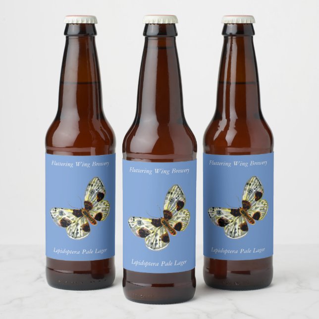Abraxas sylvata - The Clouded Magpie Moth Beer Bot Bottle Label (Bottles)