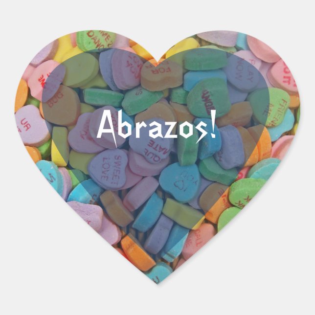 Abrazos-Candy Hearts - Say it in Spanish Heart Sticker (Front)