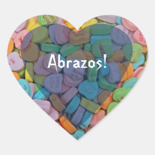 Abrazos-Candy Hearts - Say it in Spanish Heart Sticker