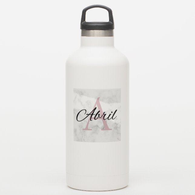 Abril Marble Monogram Inital Girls Personalised (Waterbottle)