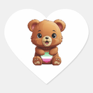 Abrosexual Pride Bear Sticker, Abrosexual Flag  Heart Sticker